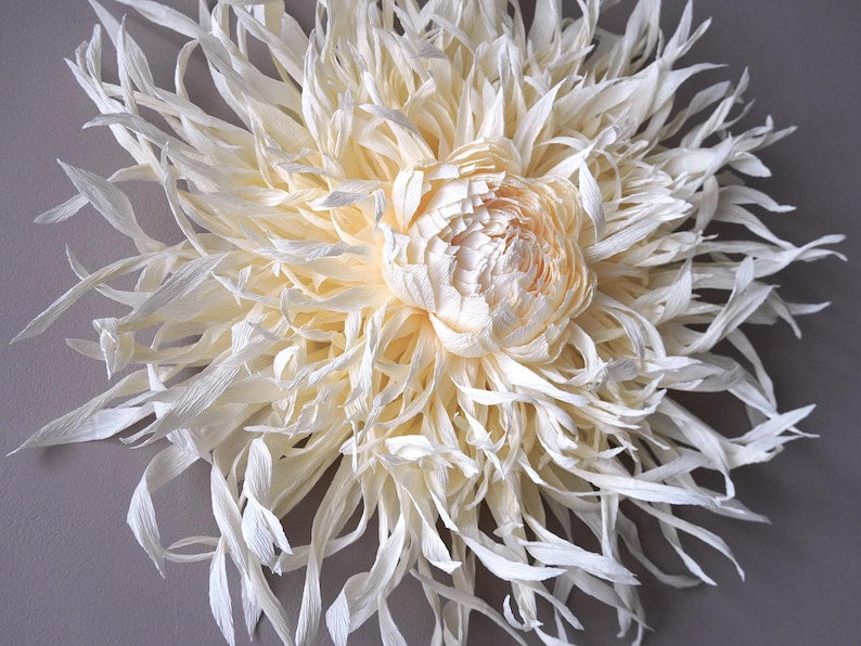 Décorations murales en papier crépon dahlia géant mariage bohème