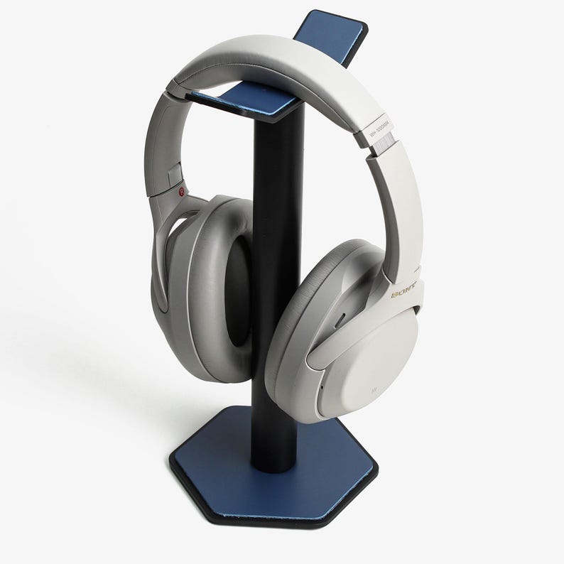 Modern Headphone Stand with Leather Base, Aluminum Rack