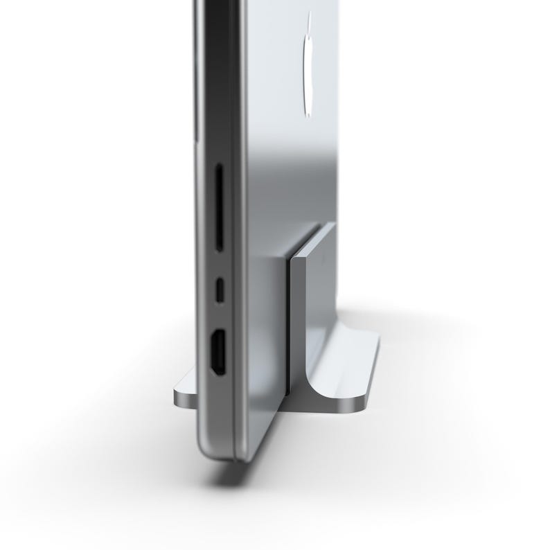 CNC Aluminum Vertical MacBook Stand: Minimalist Apple Laptop Dock