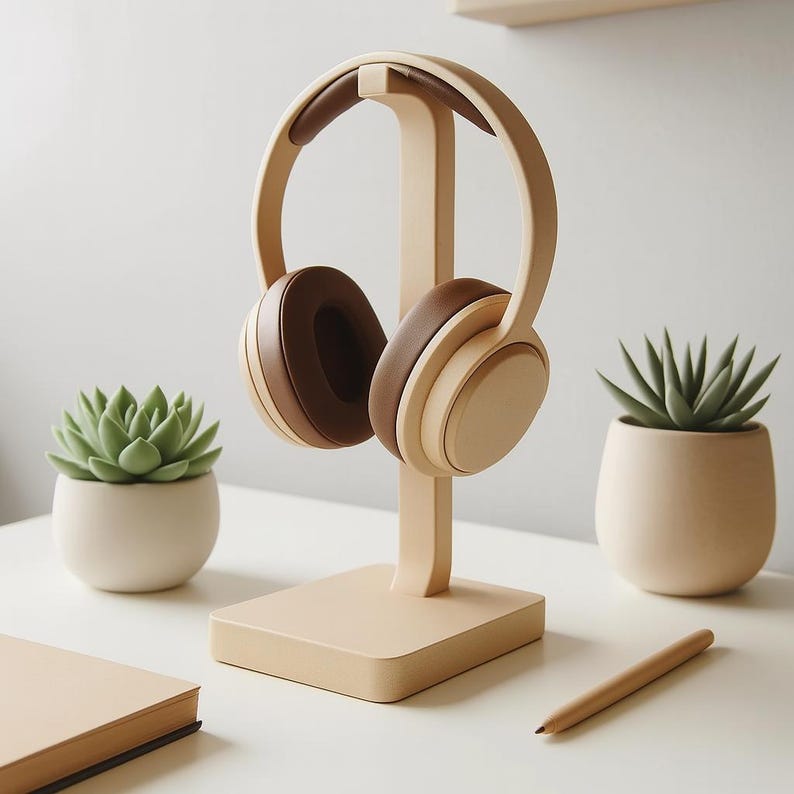 Minimalist Headphone Stand, 3D Printed Desk Holder