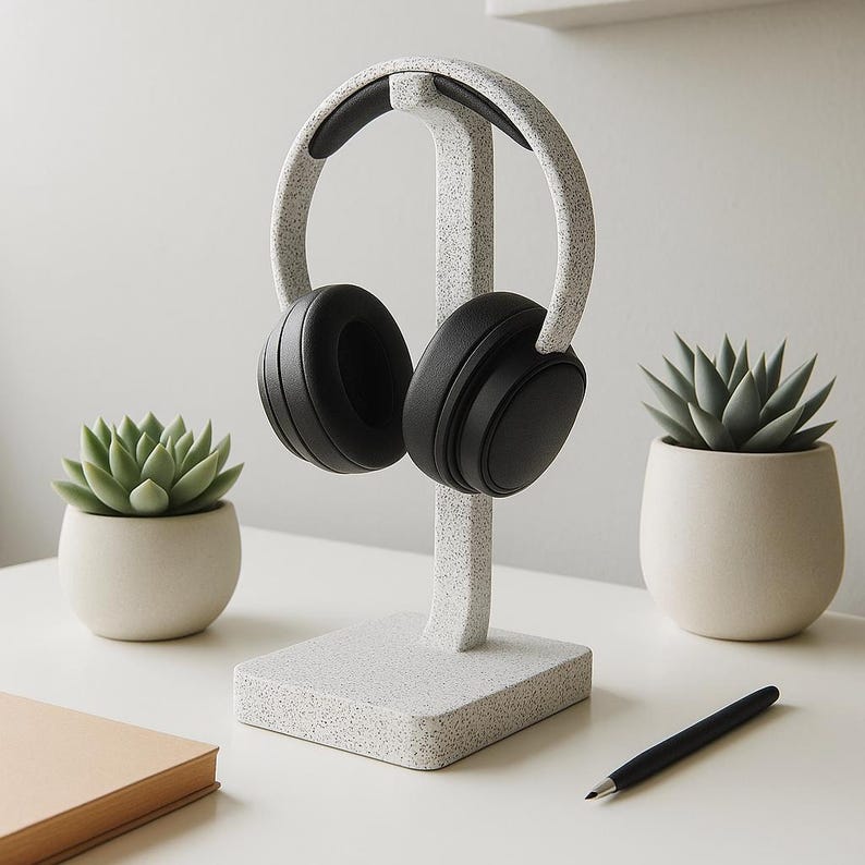 Minimalist Headphone Stand, 3D Printed Desk Holder