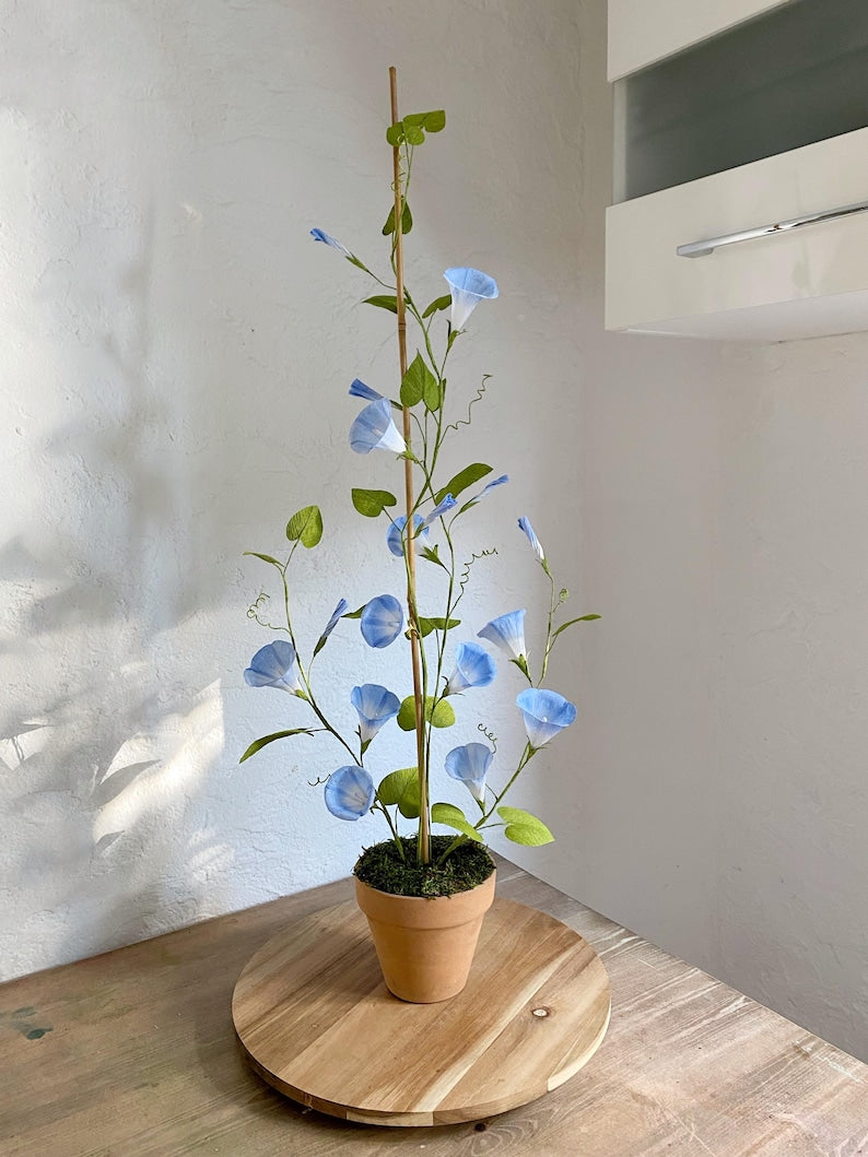 Morning Glory fleurs en papier crépon grande plante décorative en pot