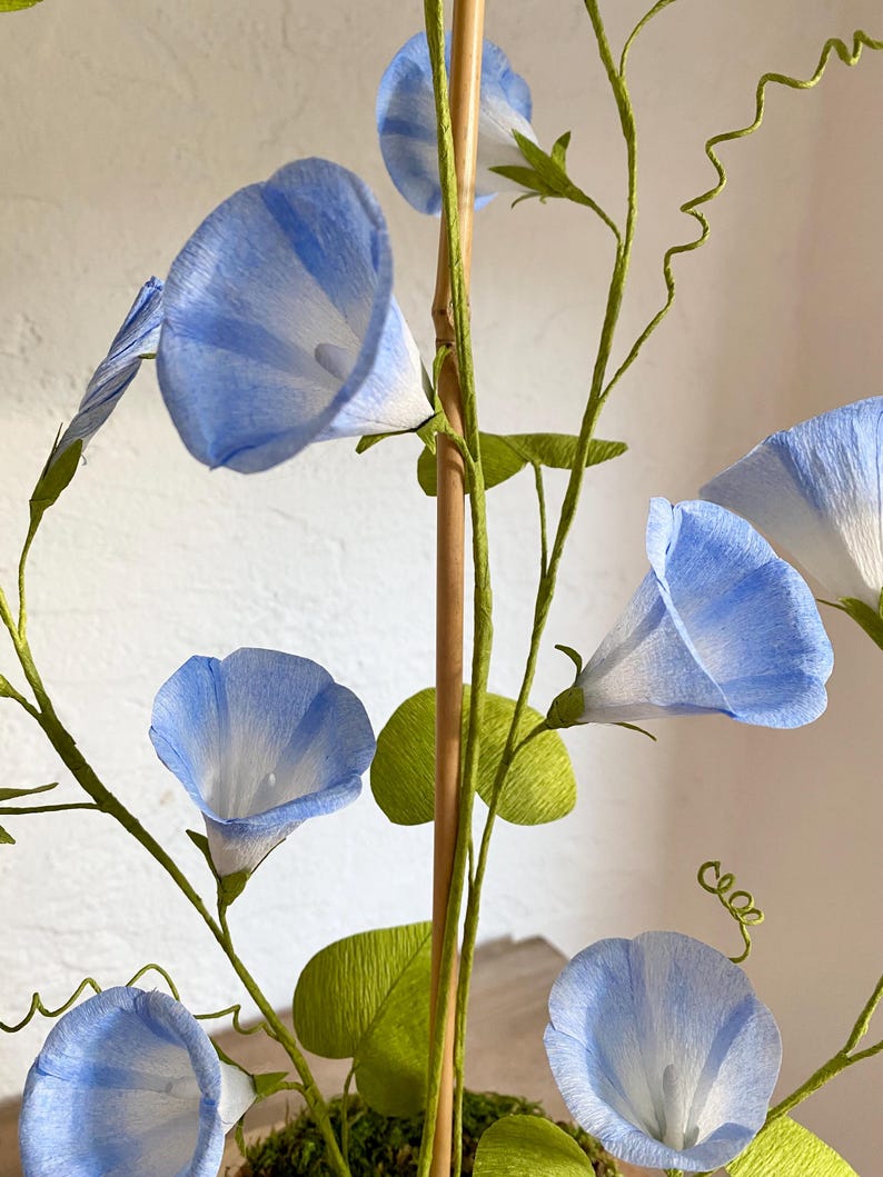 Morning Glory fleurs en papier crépon grande plante décorative en pot