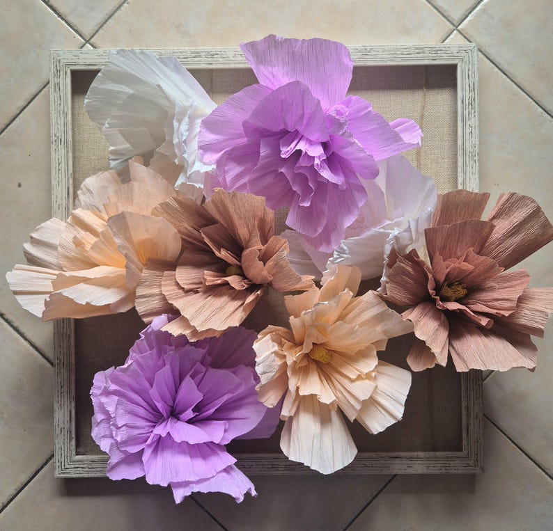 8 pcs de papier crêpe fleur de pivoine décorations de toile de fond de mariage-Décoration nuptiale de douche-Fête de bébé fleurs en papier pompons