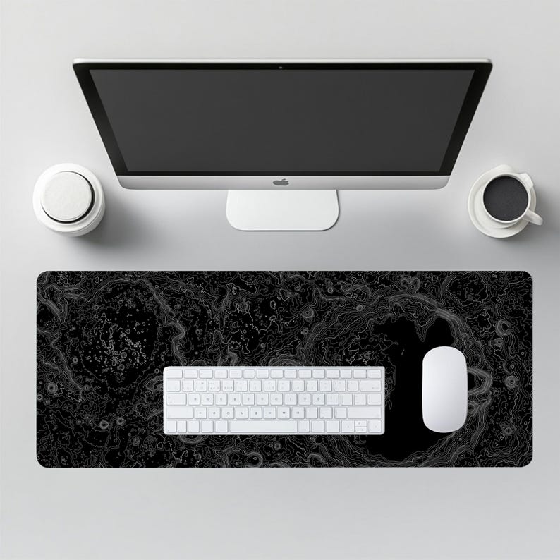 Moon Topographic Map Mouse Pad Large Gaming Mat