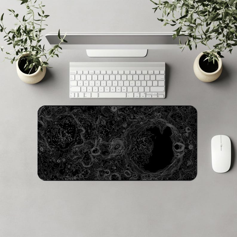 Moon Topographic Map Mouse Pad Large Gaming Mat