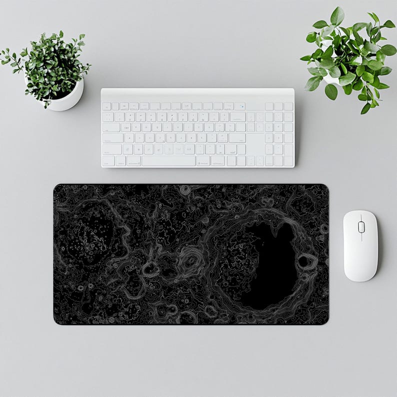 Moon Topographic Map Mouse Pad Large Gaming Mat