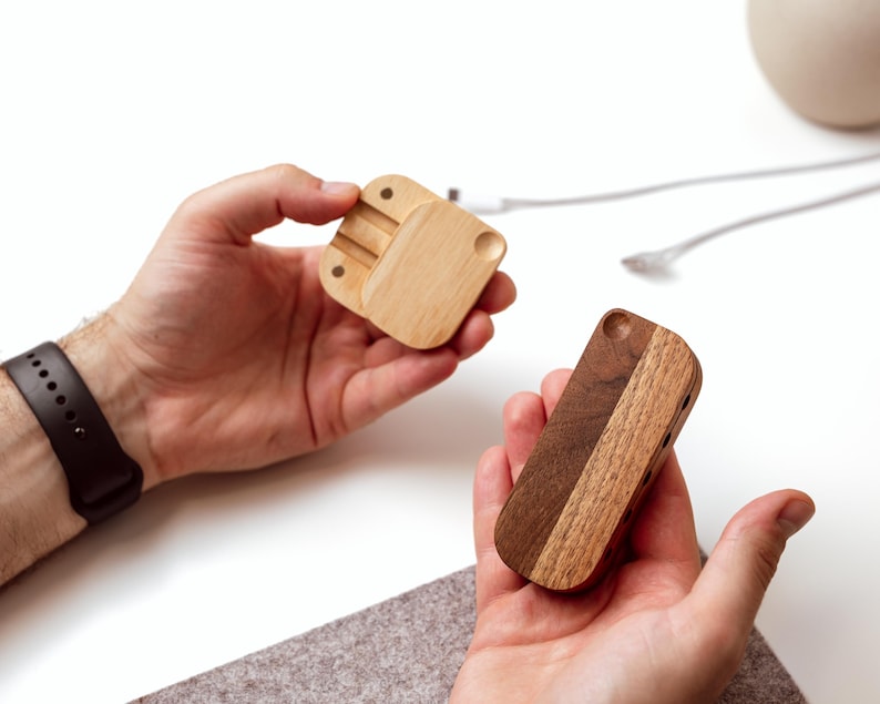 Wooden Cable Organizer, Custom Magnetic Cord Holder, Personalized Wire Management for Desk