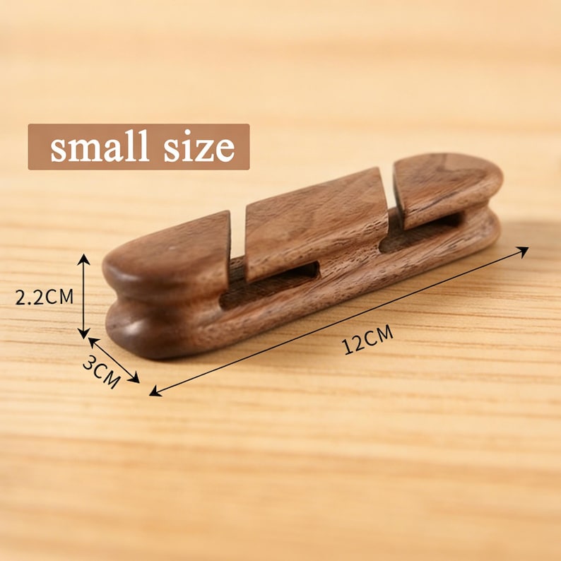 Wooden Cable Organizer – Walnut/Cherry Desk Cord Holder
