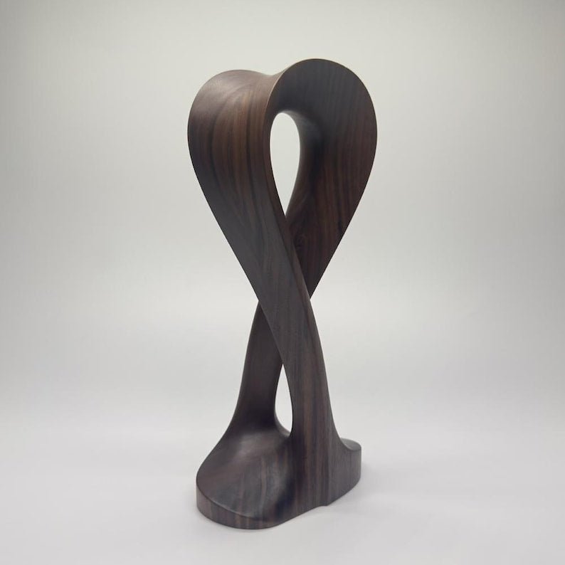 Walnut Headphone Stand, Wooden Headphone Holder, Möbius Curve Abstract Design, Handmade Desk Decor