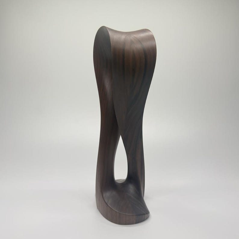 Walnut Headphone Stand, Wooden Headphone Holder, Möbius Curve Abstract Design, Handmade Desk Decor