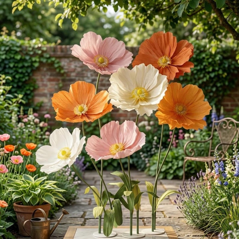 Fleur géante en papier crépon 60 cm accessoire floral décoration