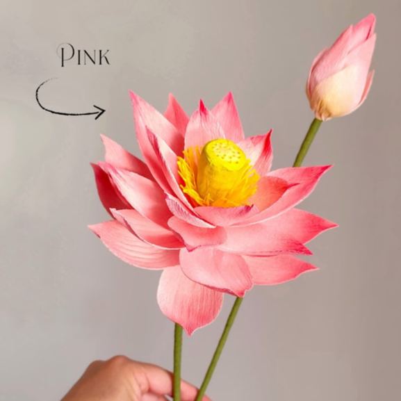 Lotus en papier crépon fait main, décoration mariage, art yoga, déco salle méditation, fleurs durables, cadeau unique