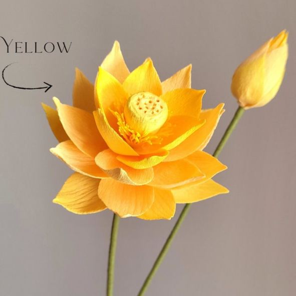 Lotus en papier crépon fait main, décoration mariage, art yoga, déco salle méditation, fleurs durables, cadeau unique