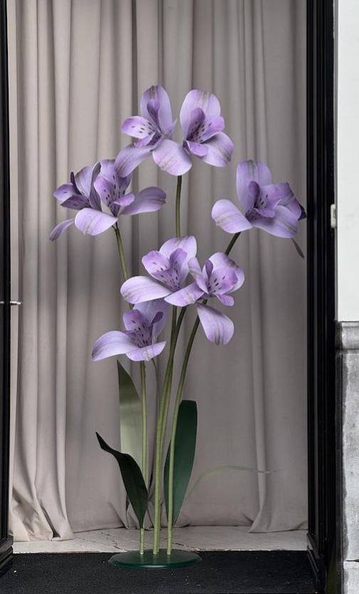 Grandes fleurs en papier - Lot de 9 grandes fleurs en papier - Composition florale en papier d'alstroemeria rose clair