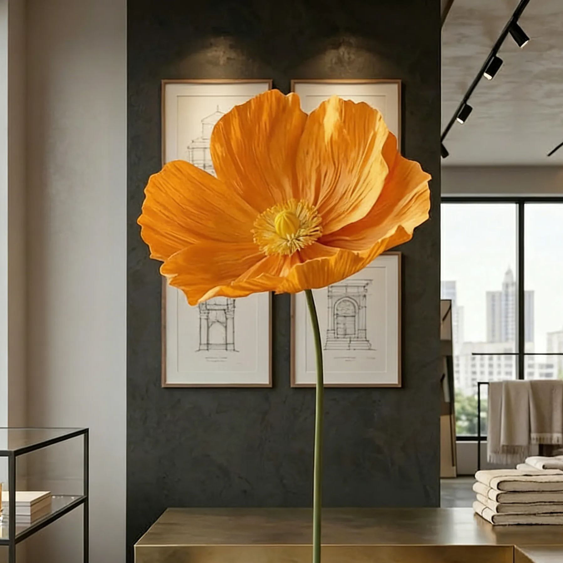 Fleur géante en papier crépon 60 cm accessoire floral décoration