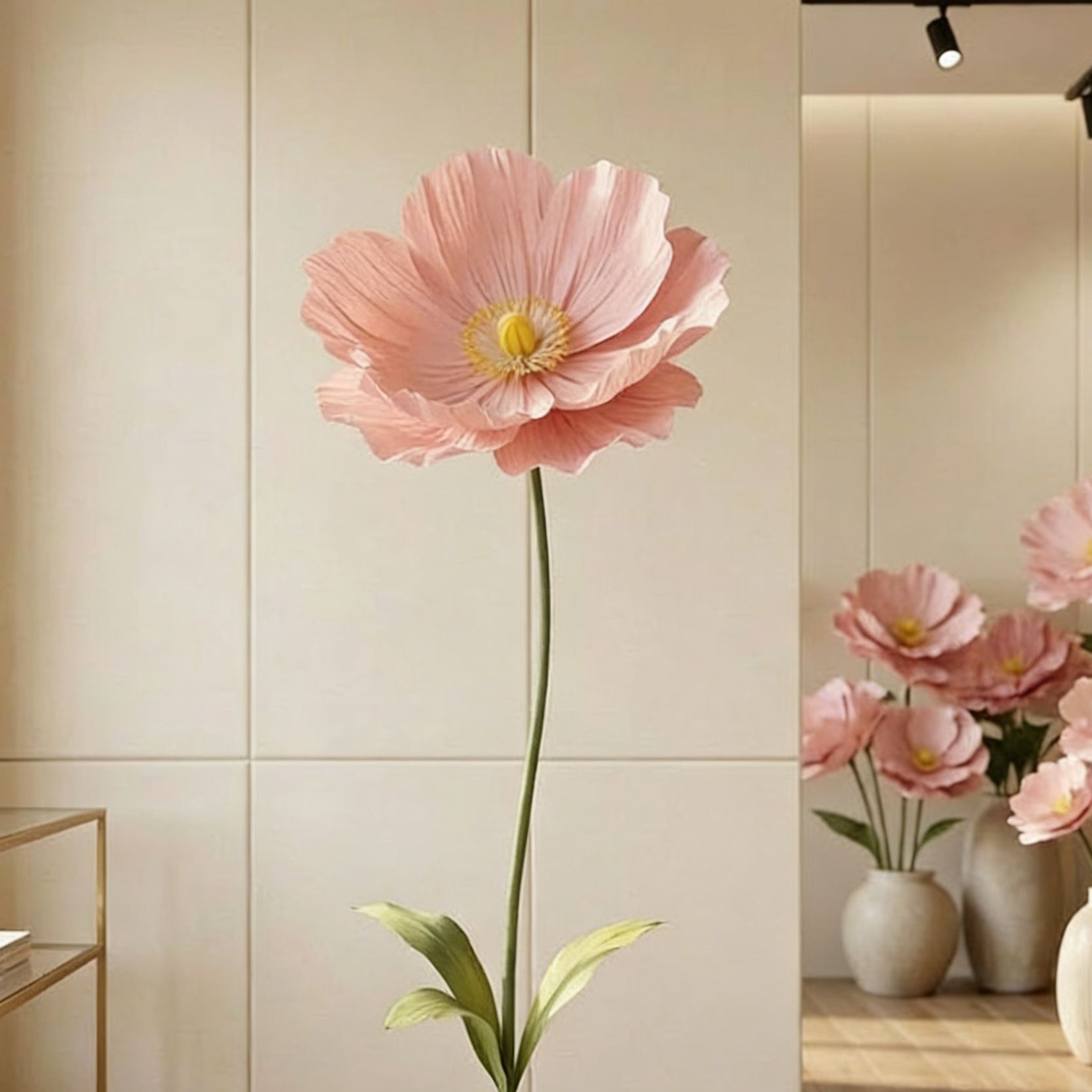 Fleur géante en papier crépon 60 cm accessoire floral décoration