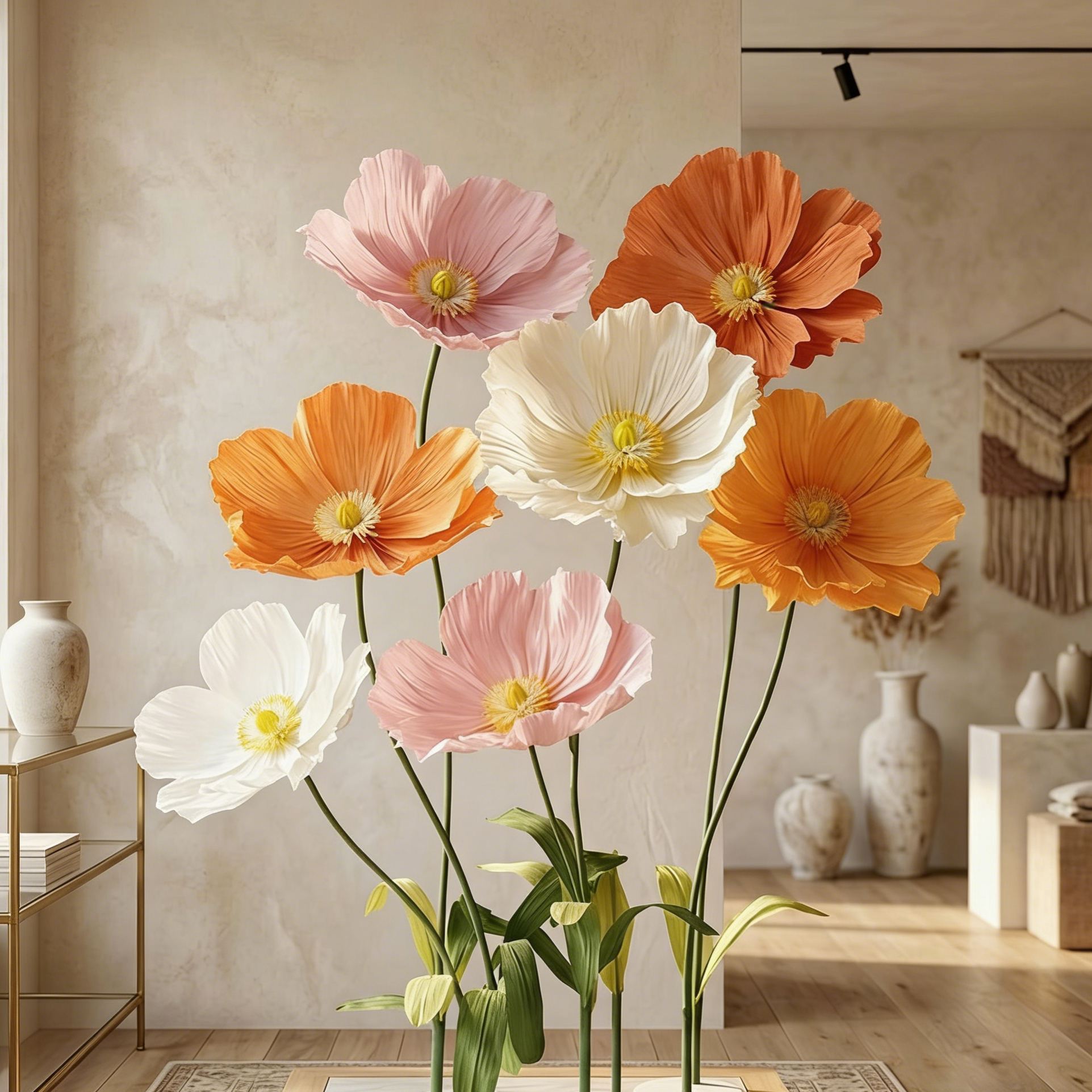 Fleur géante en papier crépon 60 cm accessoire floral décoration