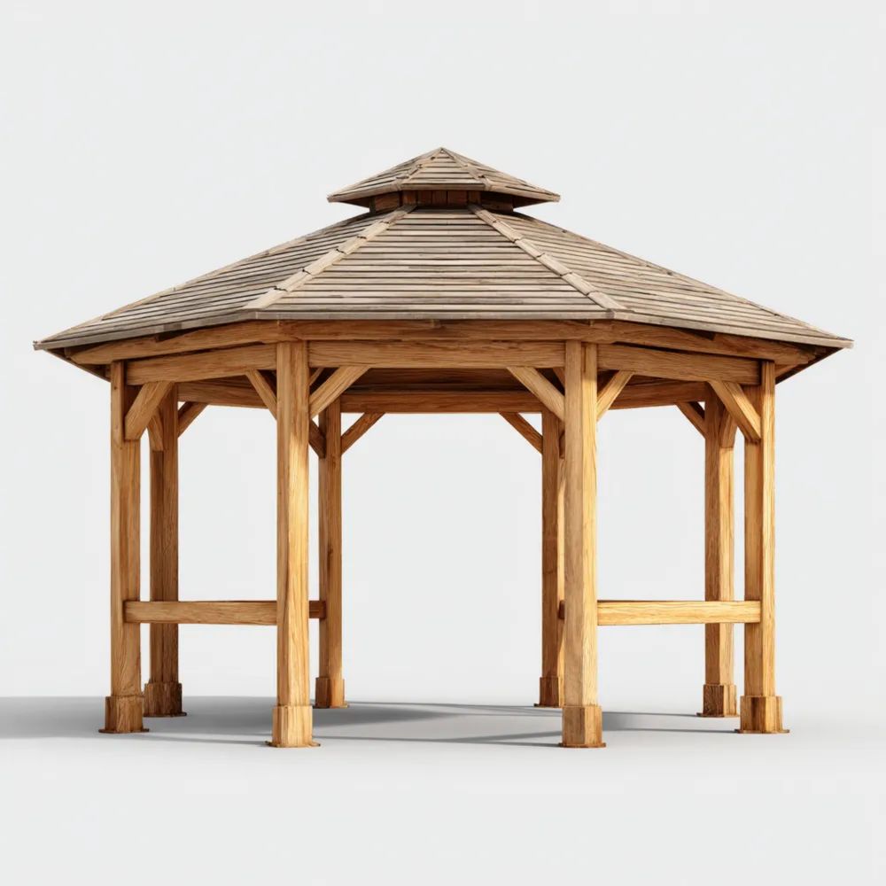 Holzpavillon aus Massivholz 300x300x270 cm - Naturholz