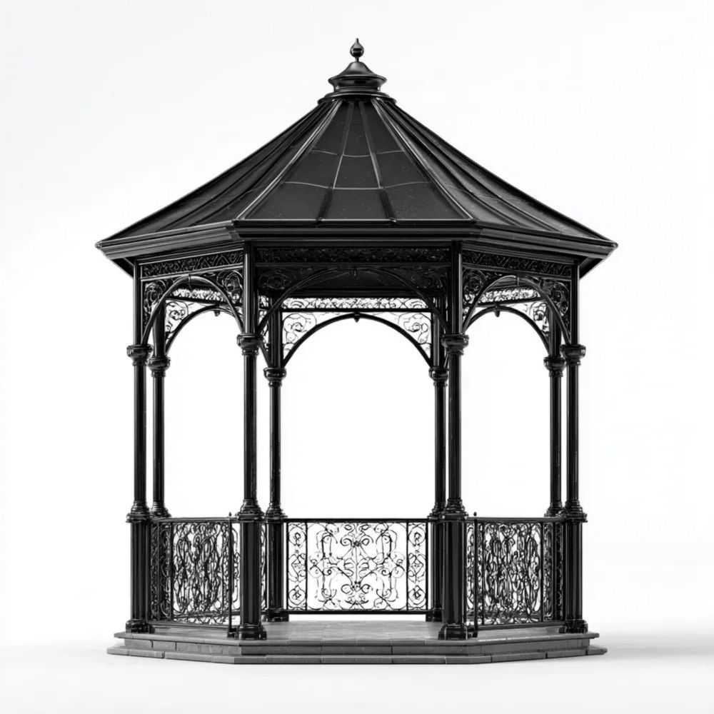 Pavillon Metall 3x3x2,8 m - Schwarz - Klassisches Design