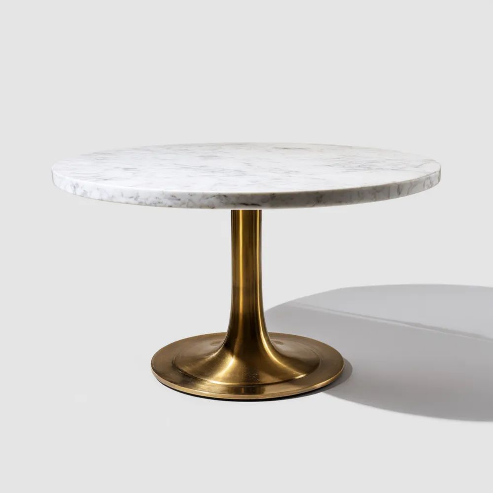Runder Esstisch Marmorplatte 120x120x75 cm - Weiß/Gold - Zeitloses Design