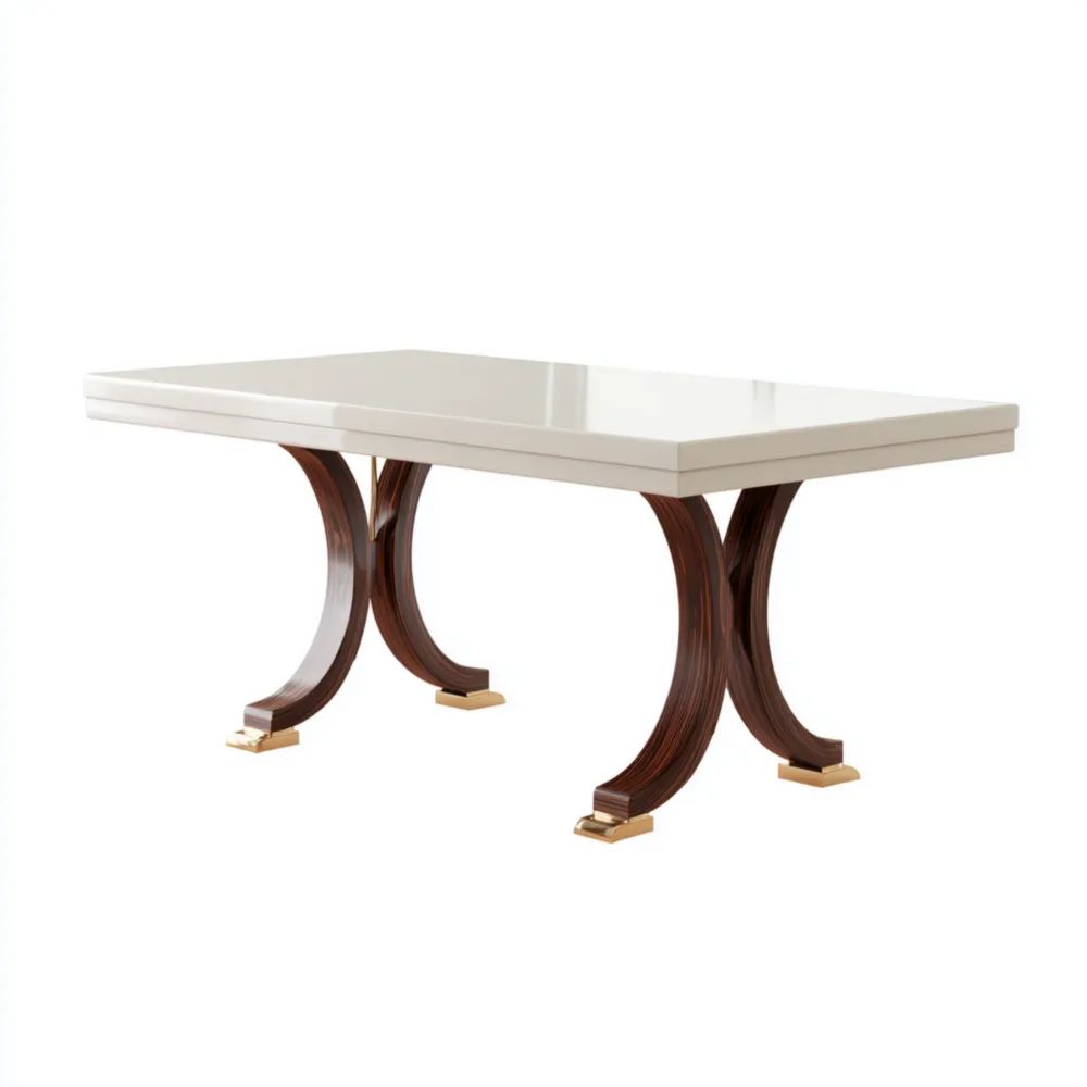 Esstisch 200x100x75 cm - Weiß/Braun - Modernes Holzdesign