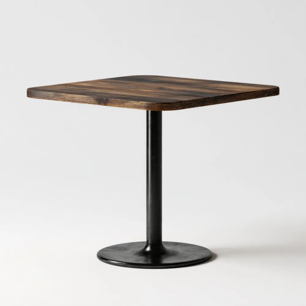 Quadratischer Esstisch 75x75x75 cm Holzplatte – Dunkelbraun – Industrieller Stil