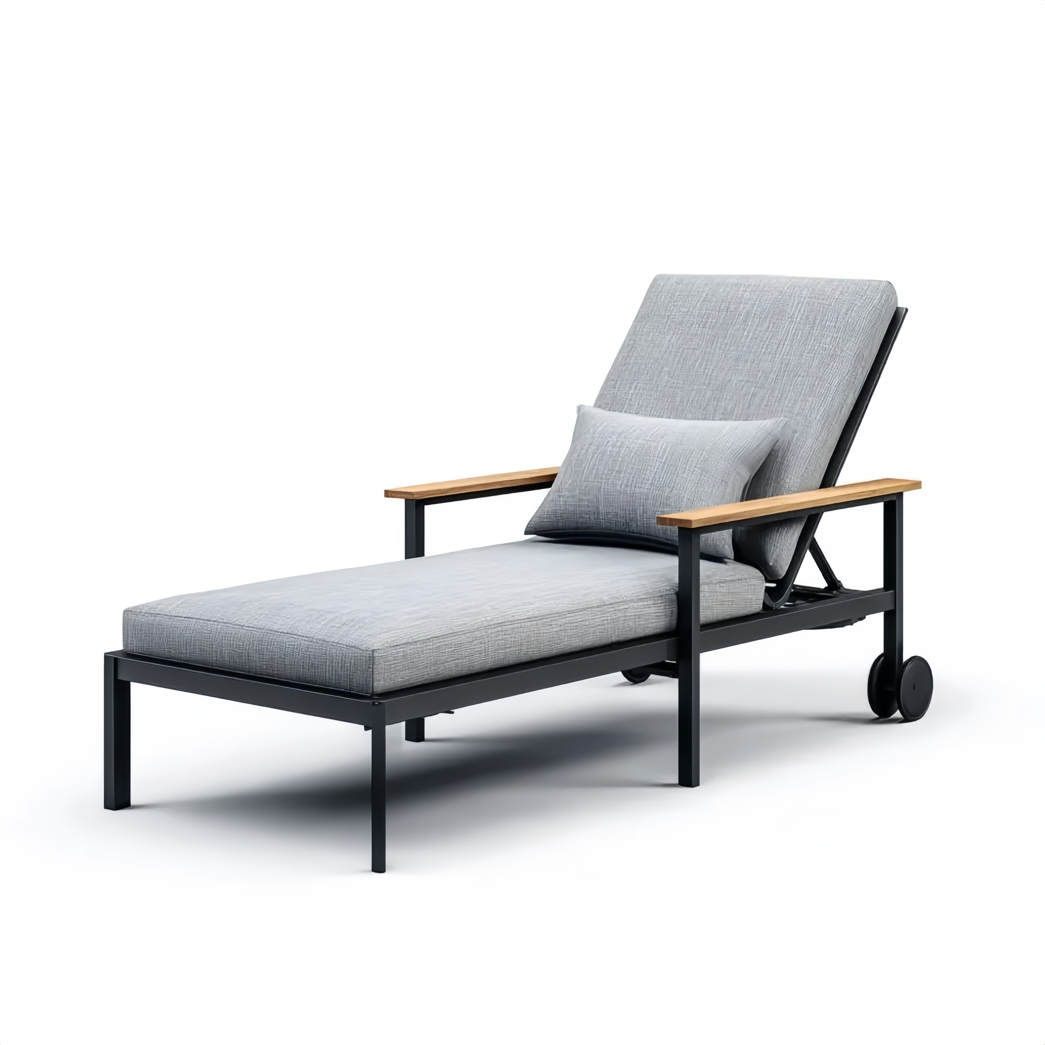 Verstellbare Gartenliege mit Metallrahmen 200x65x35 cm – Hellgrau