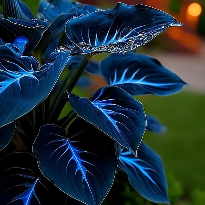 🔥🌌 Glow-in-the-Dark Garden Magic: Rare Dark Blue Flame Hostas Seeds
