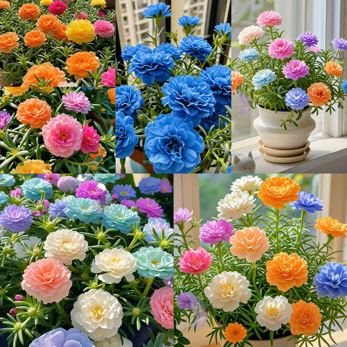 🌼Muti-color Moss Rose-Double Petal Sunflower