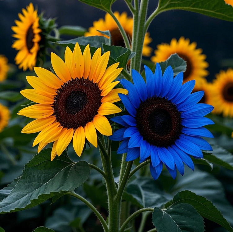 Dual Bloom Magic: Twin Sunflowers on One Stem Seeds
