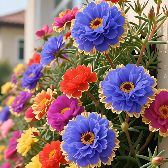 🌹Gold-Edged Double Mixed-Color Moss Rose—2025 Latest Variety