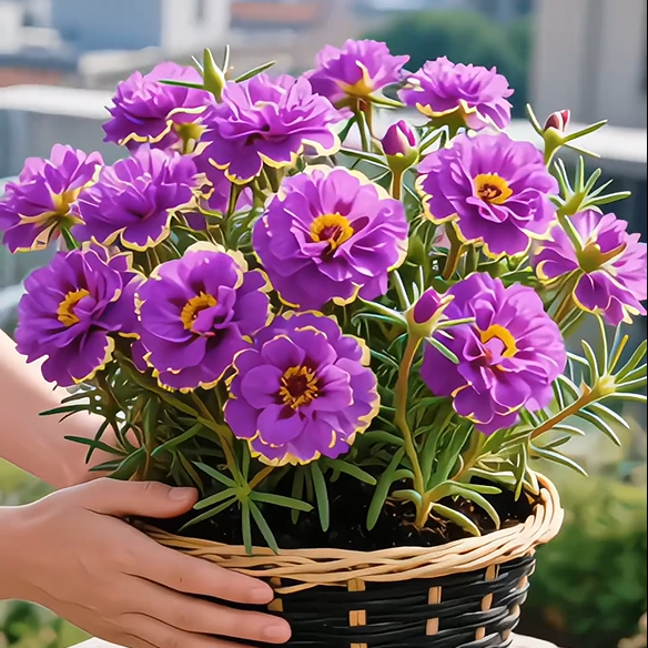 🌹Gold-Edged Double Mixed-Color Moss Rose—2025 Latest Variety