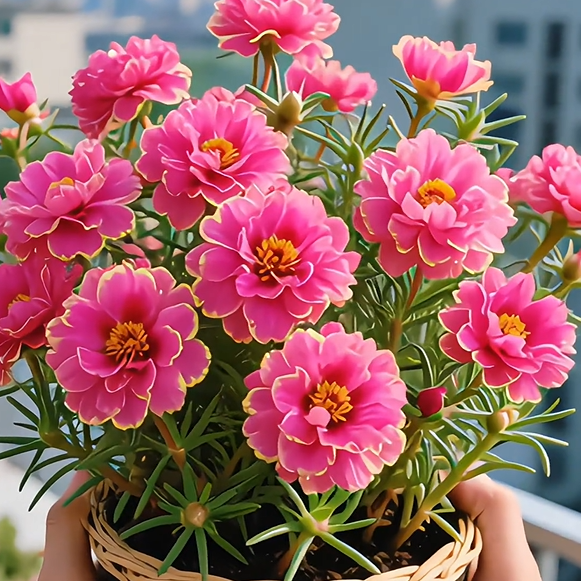 🌹Gold-Edged Double Mixed-Color Moss Rose—2025 Latest Variety