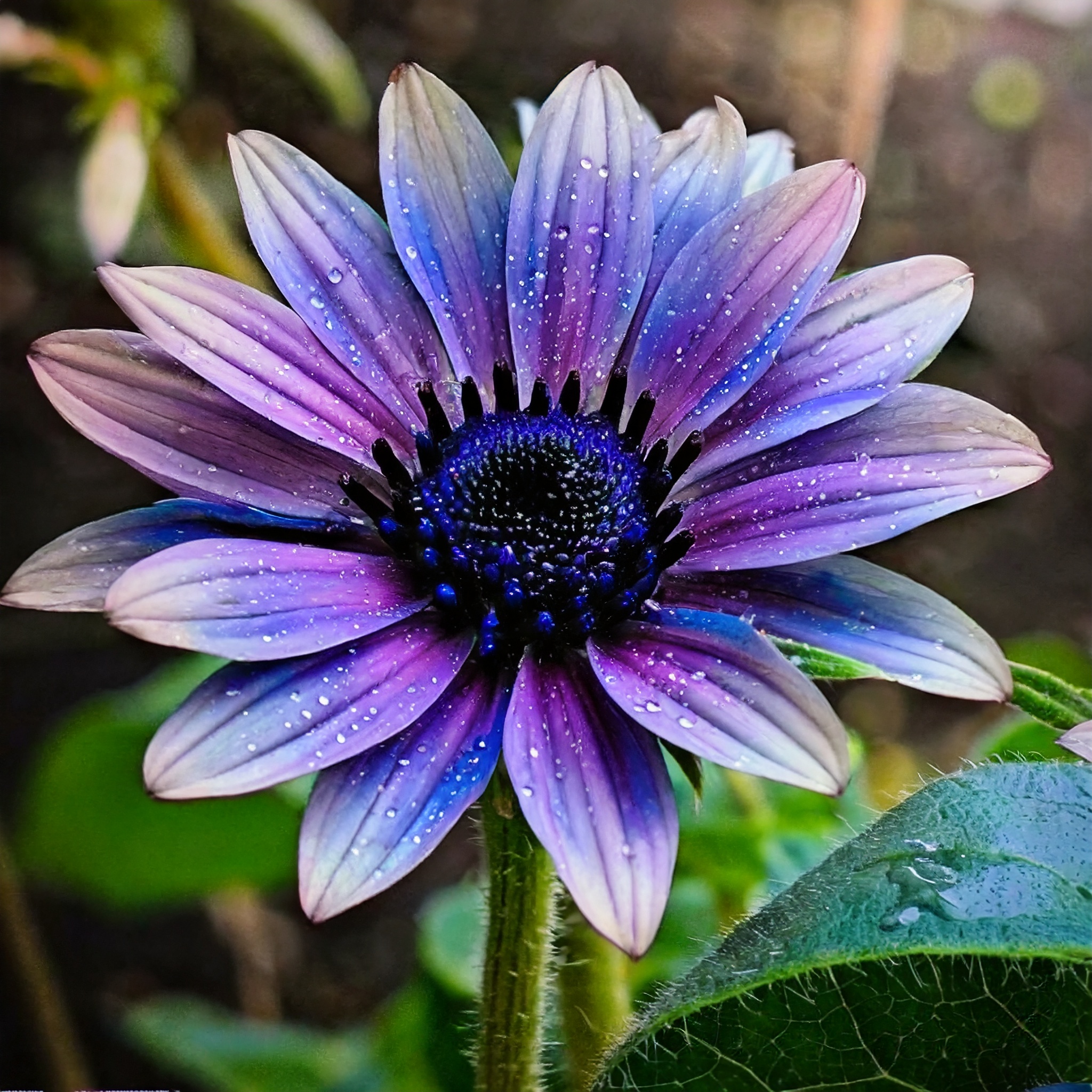 Ombre Sonnenblume von Blau nach Lila
