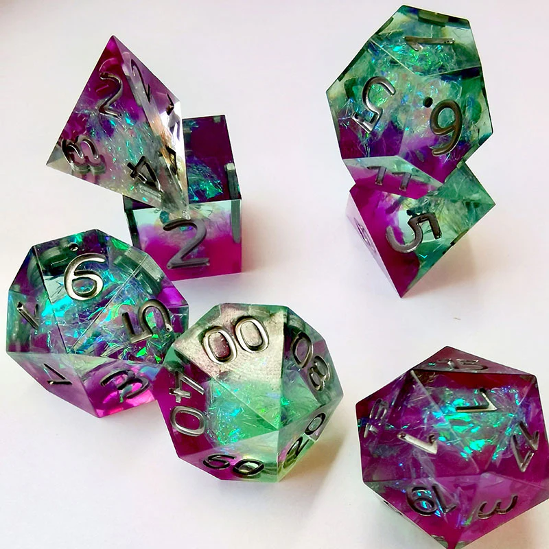 Violet Gem Resin Dice Set 7pcs
