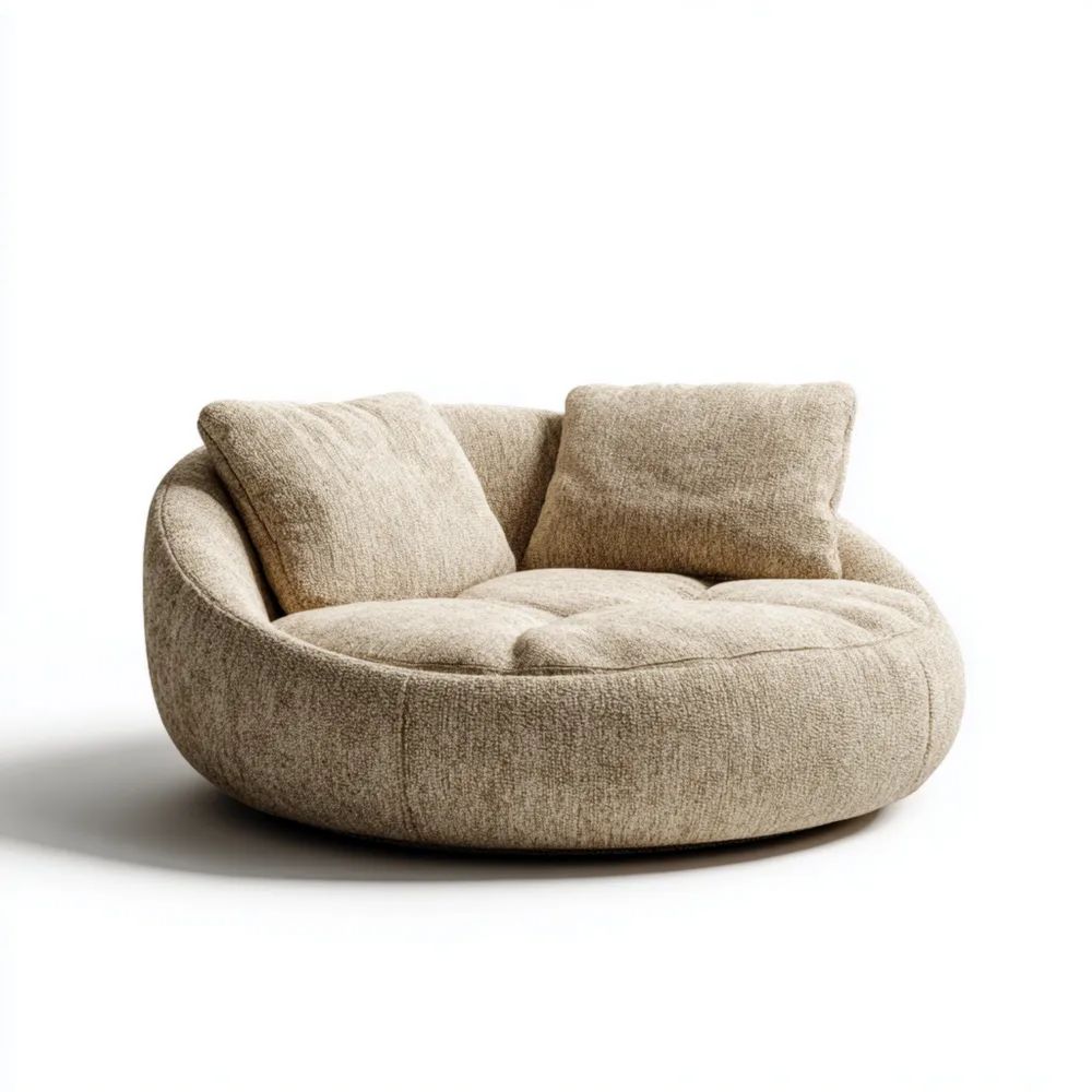 Modulares Sofa Rundes Design Stoff 150x150x90 cm - Beige - Modern