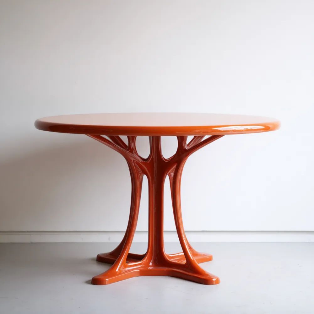 Runder Esstisch Kunststoff 120x120x75 cm – Orange – Moderner Stil