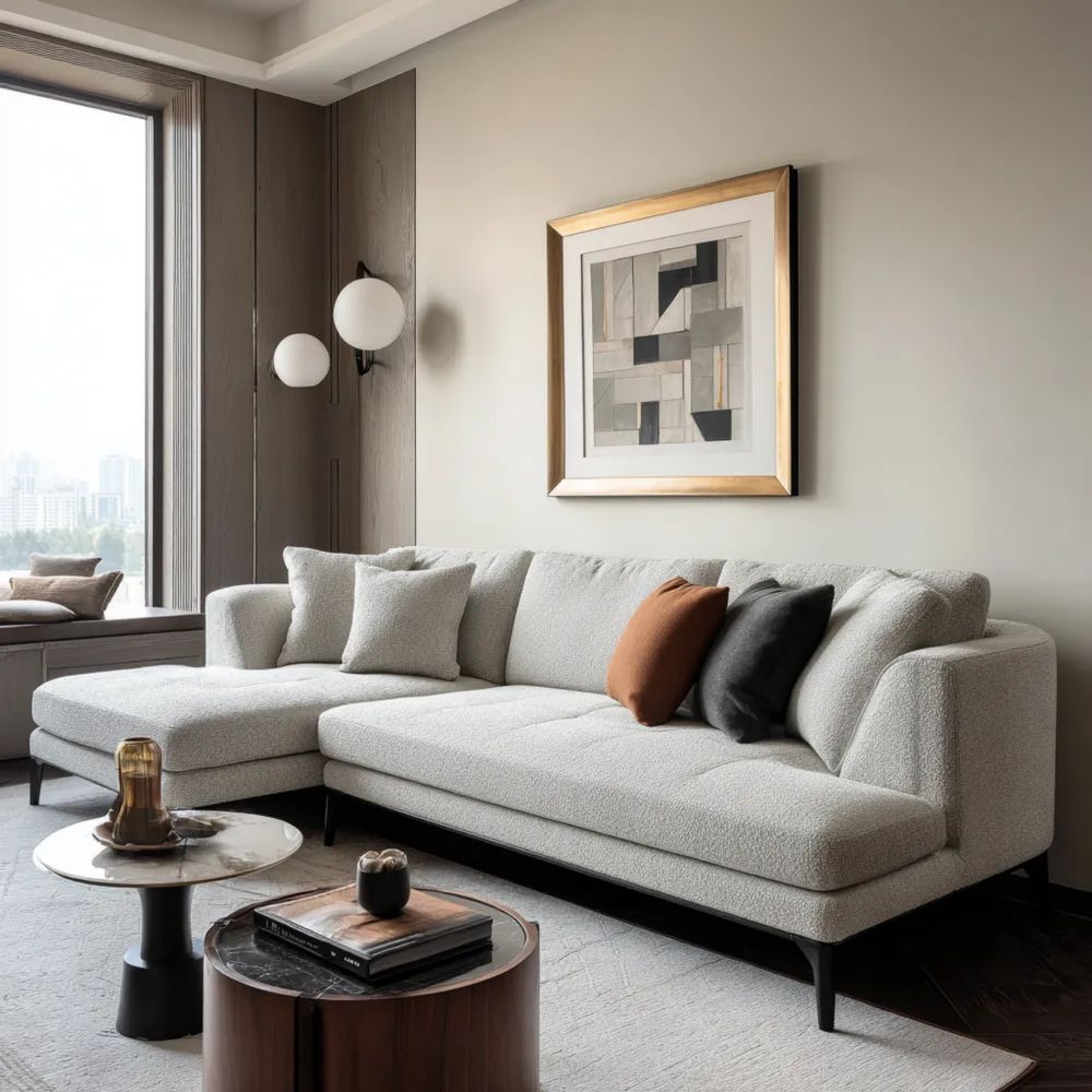 Ecksofa-Set Stoffpolster 290x160x85 cm – Hellgrau – Modernes Design