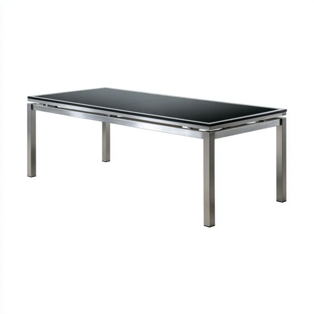 Moderner Esstisch aus Metall und Glas 200x95x75 cm - Schwarz und Silber