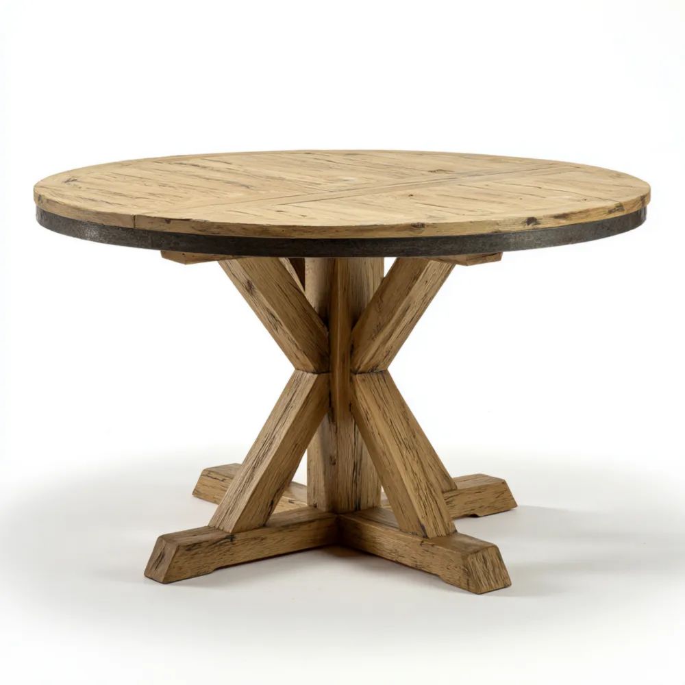 Runder Esstisch Massivholz 120x120x75 cm - Natur - Rustikaler Stil