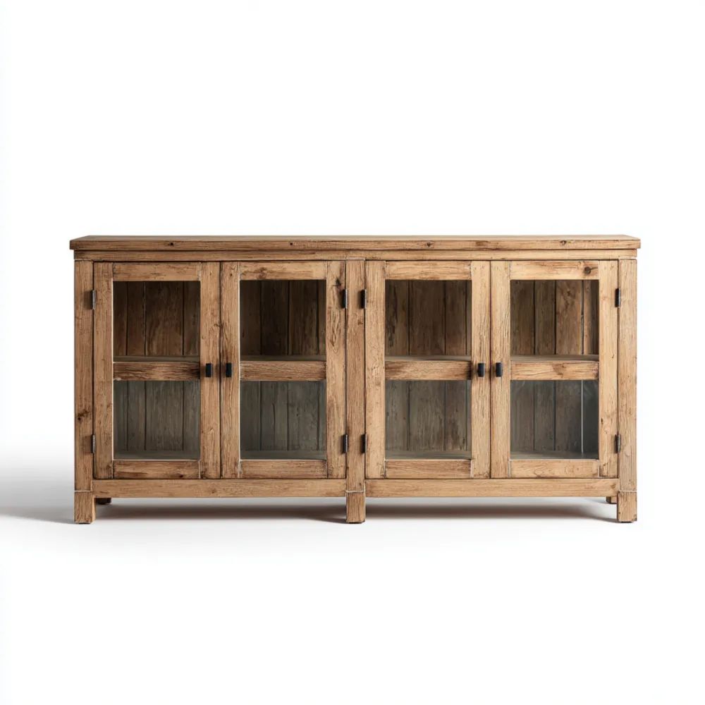 Sideboard Massivholz 180x45x90 cm - Natur - Landhausstil