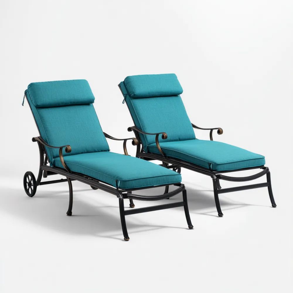Gartenliegen Set - Metallrahmen 200x65x35 cm – Türkis – Verstellbare Rückenlehne