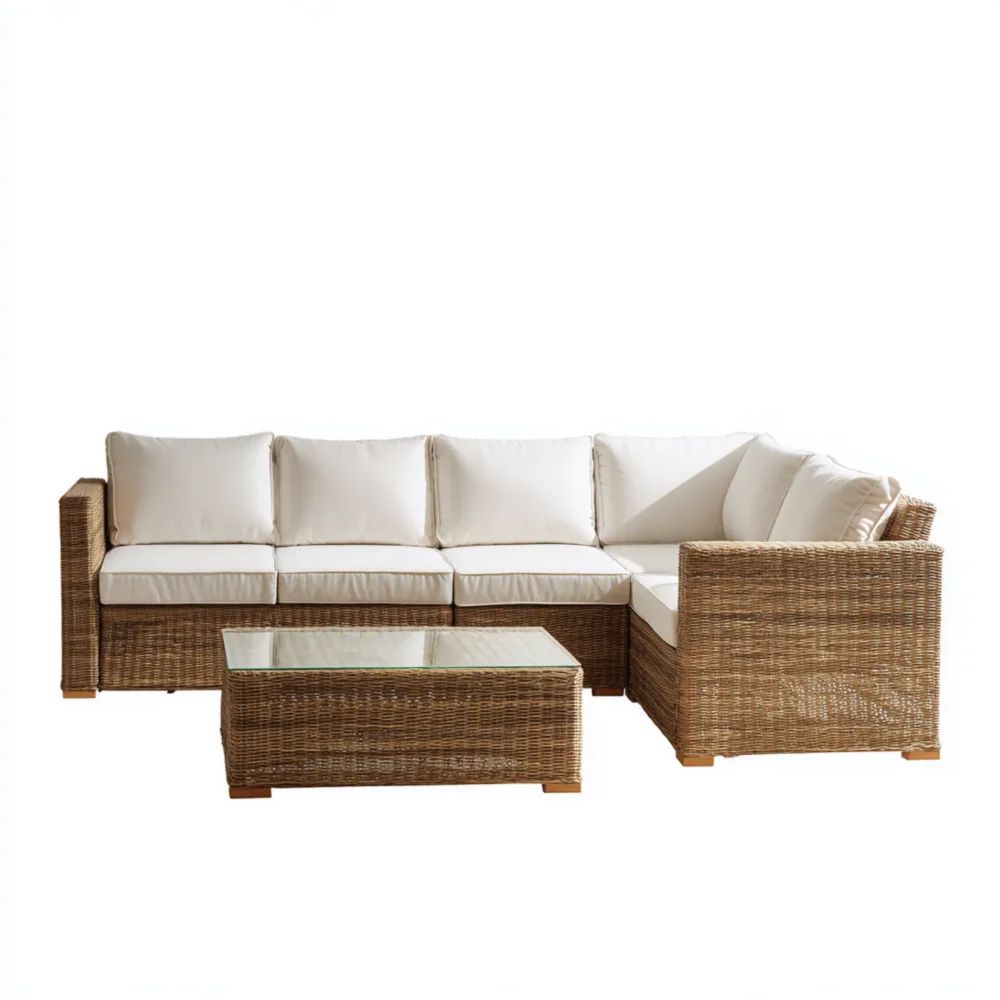 Sofaset Rattan 250x75x65 cm – Creme – Moderner Stil