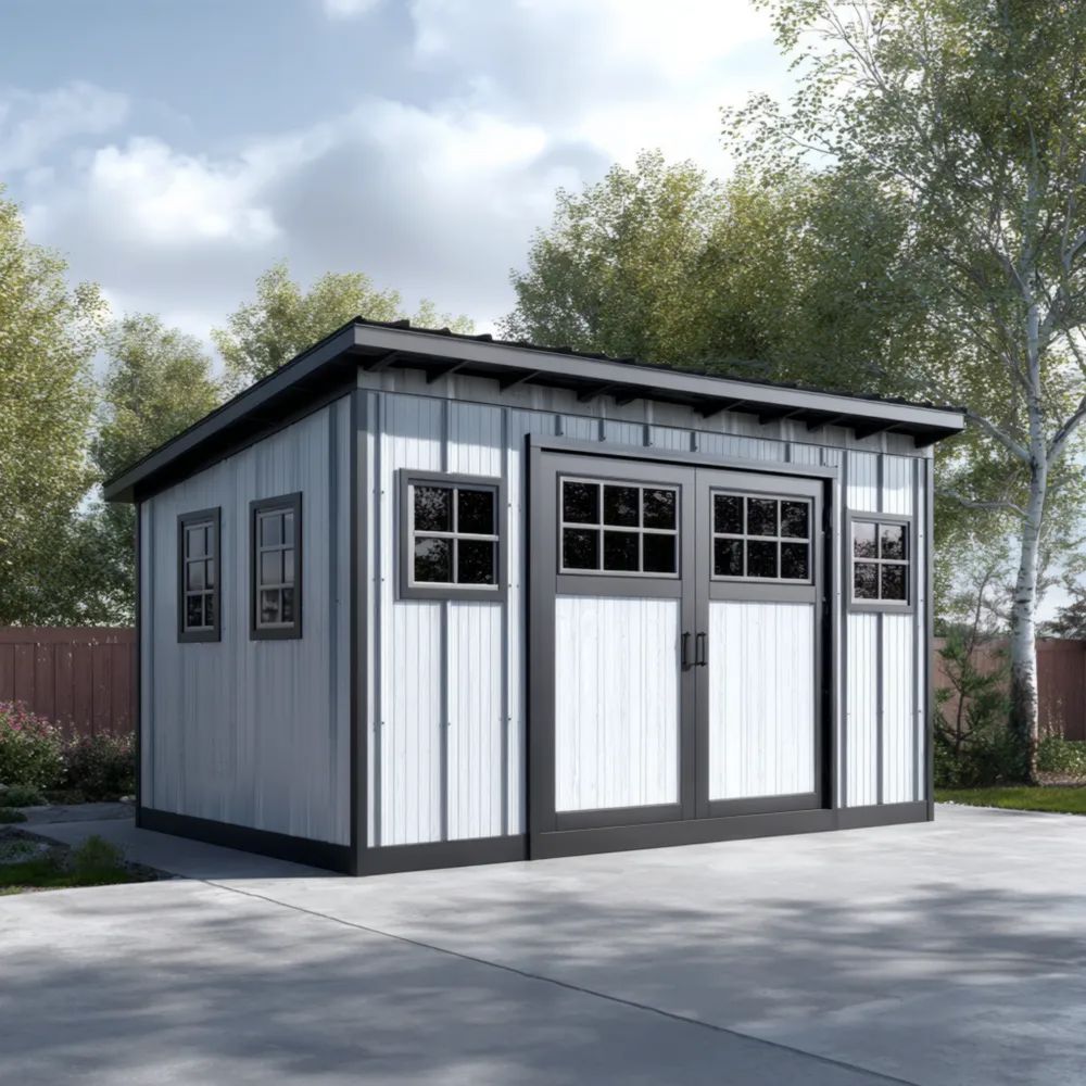 Metallschuppen 350x300x250 cm - Grau/Weiß - Wetterfest