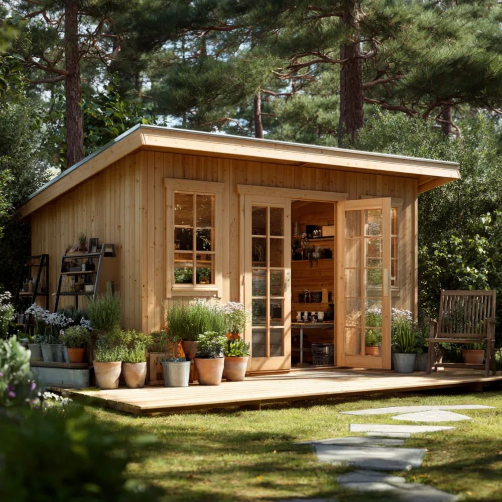 Holz Geräteschuppen 300x250x210 cm - Natur - Modernes Design