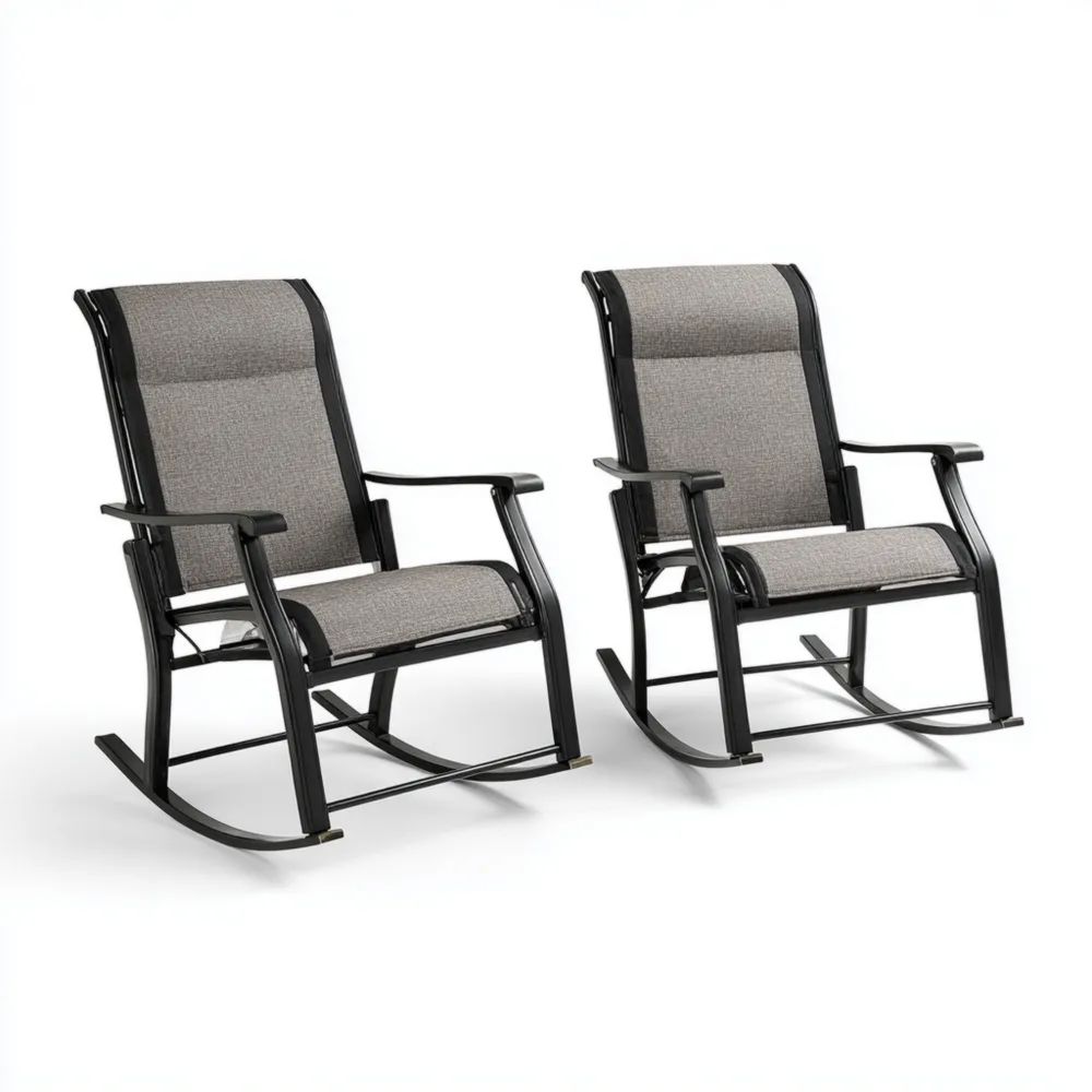 Gartenschaukelstühle 90x55x100 cm Stoff Metallrahmen – Grau – Ergonomisches Design