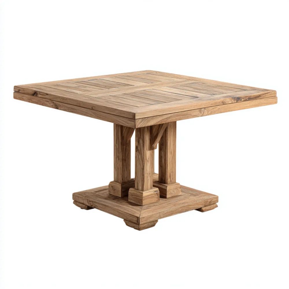 Rustikaler Esstisch Massivholz 100x100x75 cm - Natur