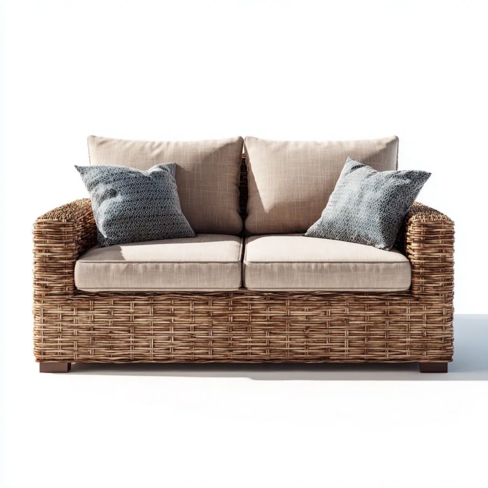 2-Sitzer-Gartensofa Rattan 140x80x70 cm – Beige – Modernes Design