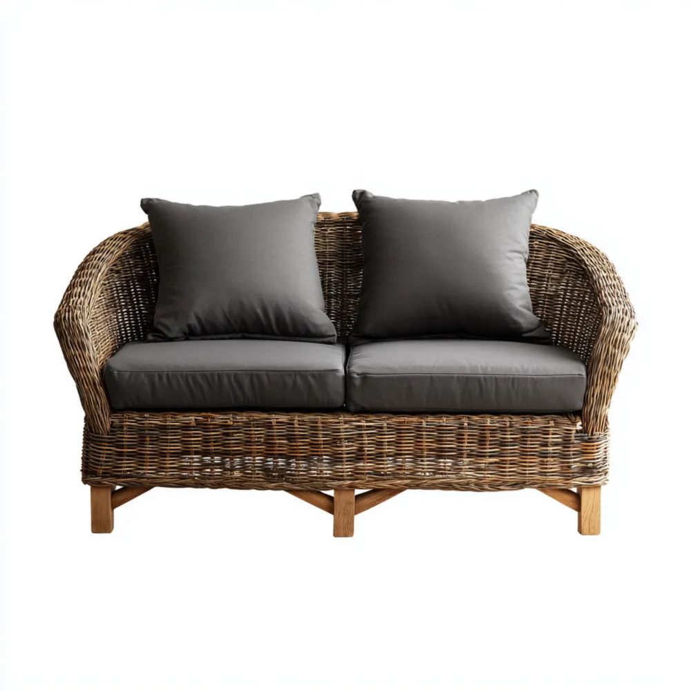 2-Sitzer-Gartensofa Rattan 120x75x80 cm - Dunkelgrau - Klassisches Design